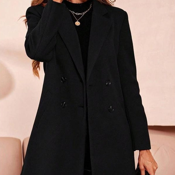 Slim-Fit Mid-Length Wool-Effect Trench Coat For Plus Sizes And Mature