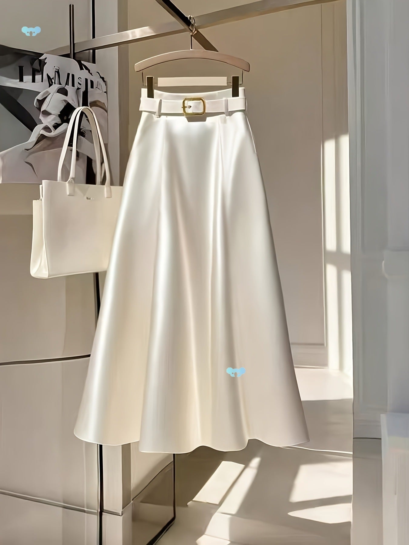 Elegant Solid Color Satin A-Line Skirt For Graceful Outfits-Theone Apparel