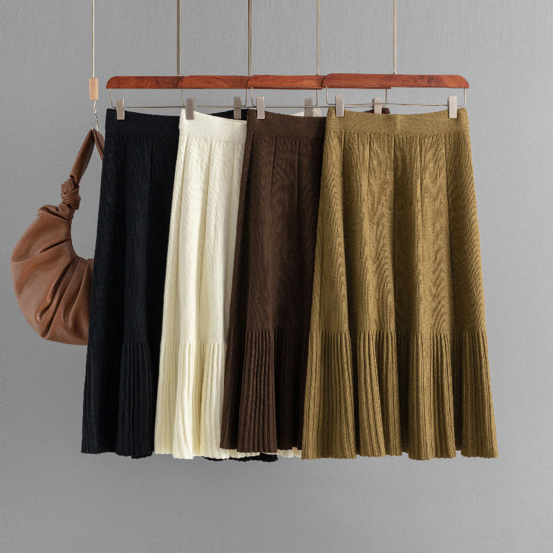 High Waist Pleated Mid Skirt For Versatile Everyday Wear-Theone Apparel