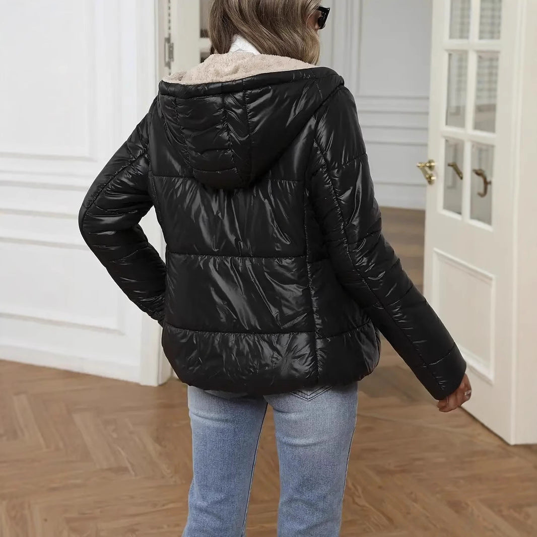 Women's Lamb Wool Padded Short Coat Warm Casual Jacket