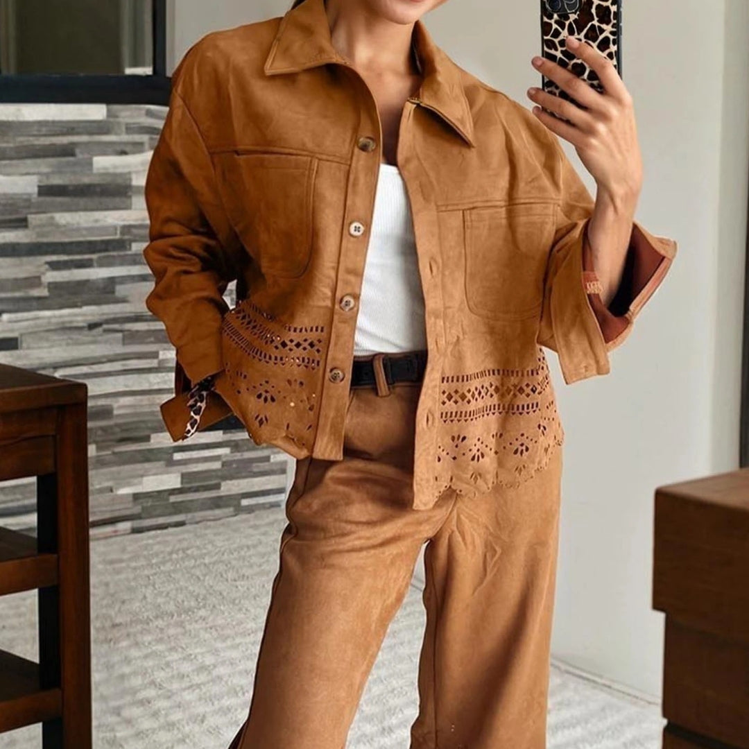 Versatile Hollow-Out Pocket Jacket For Women Casual