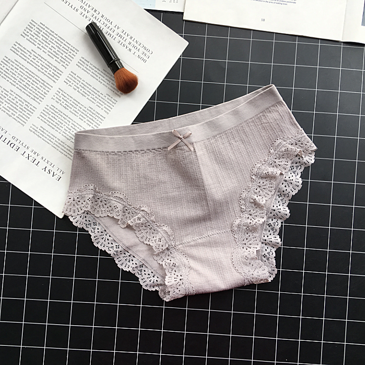 High Waist Frilly Lace Leg Cutout Panties-Light Brown-Theone Apparel