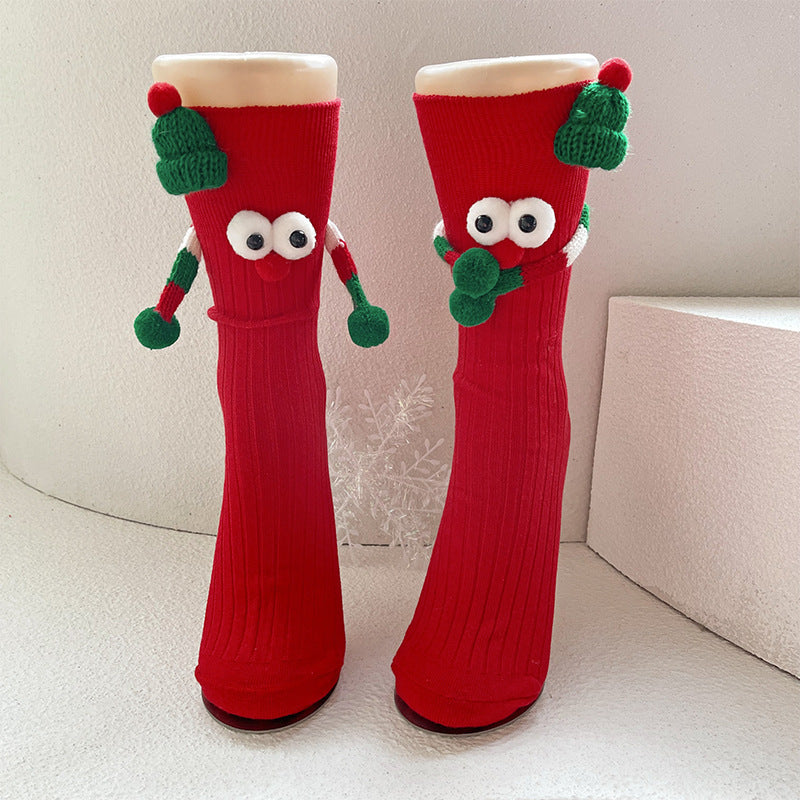 Grillige Googly Eye 3D kerstsokken in rood en groen voor kinderen