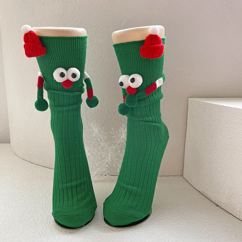 Grillige Googly Eye 3D kerstsokken in rood en groen voor kinderen