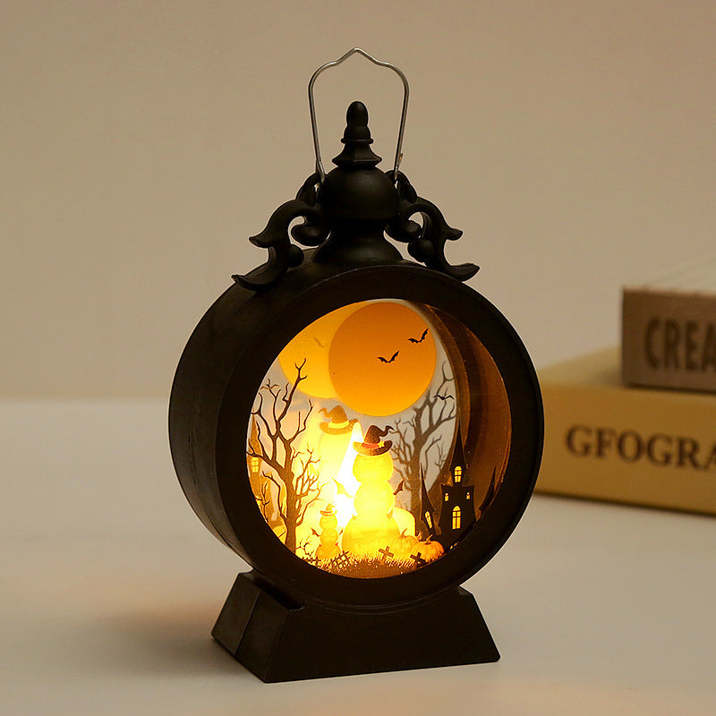 Candelit Spooky Halloween Village Black Lantern Halloween Decoration