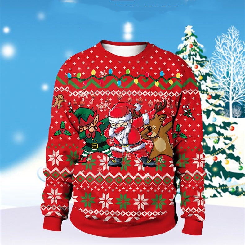 Funny Christmas Party Sweater with Reindeer, Elf and Santa Dabbing