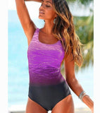 Women's One Piece Ombre Color Swimsuit with Strappy Back