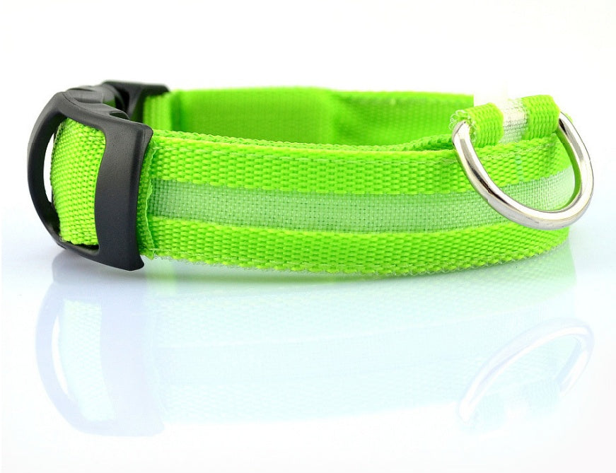 Nylon LED Luminous Pet Collar For Night Safety