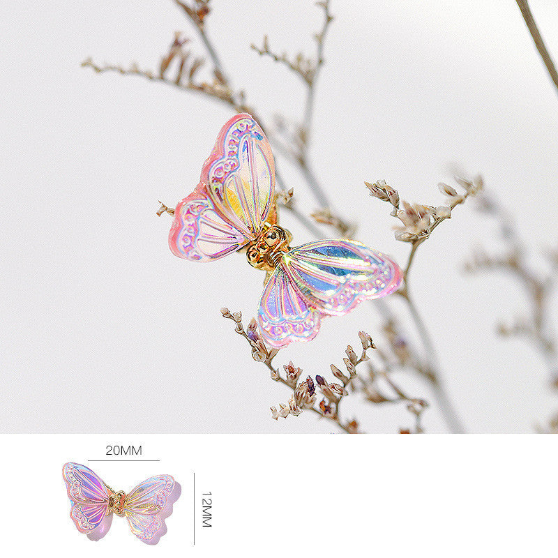 Glittery Transparent Butterfly Nail Charm in Multiple Colors