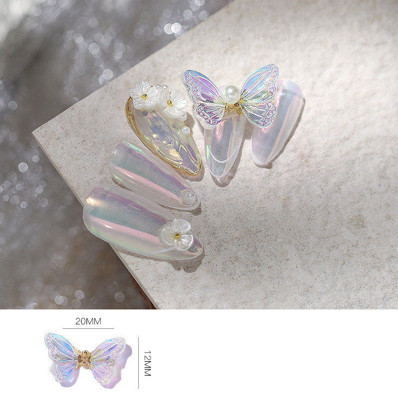 Glittery Transparent Butterfly Nail Charm in Multiple Colors