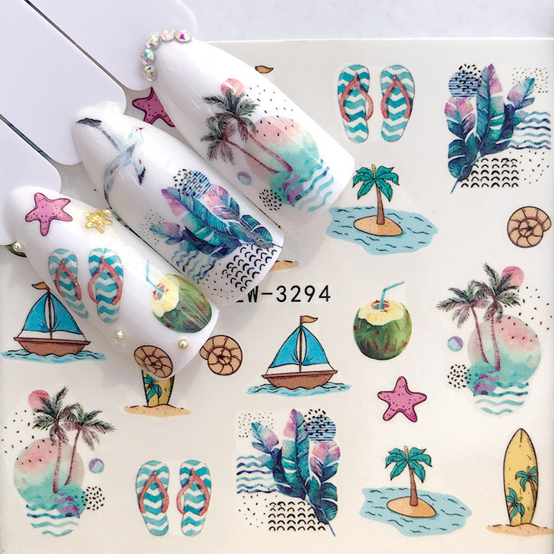 Tropical Beach Nail Sticker en Jewel versieringen voor manicures