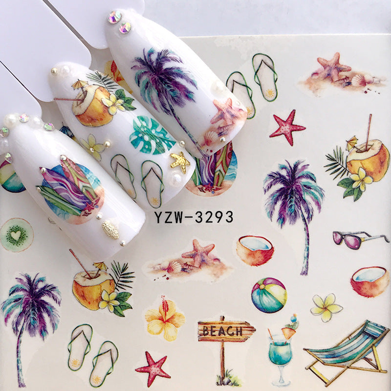 Tropical Beach Nail Sticker en Jewel versieringen voor manicures