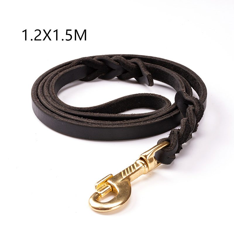 Premium Leather Dog Leash For Large Breeds And Training