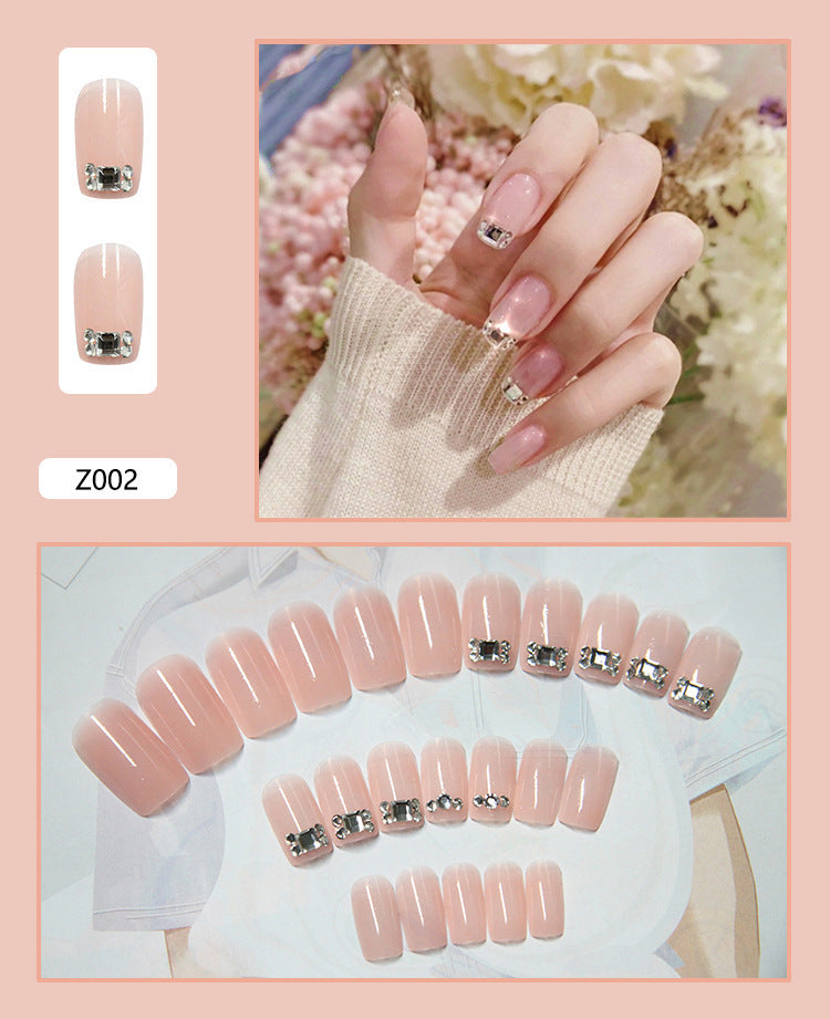 Women's Earth Tone Stone Adornment Nail Set in Nude