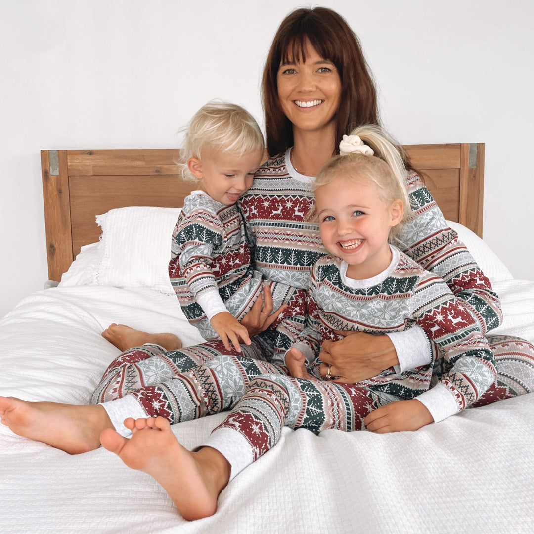 Matching Family Christmas Themed Long Sleeve and Pants Pajama Set