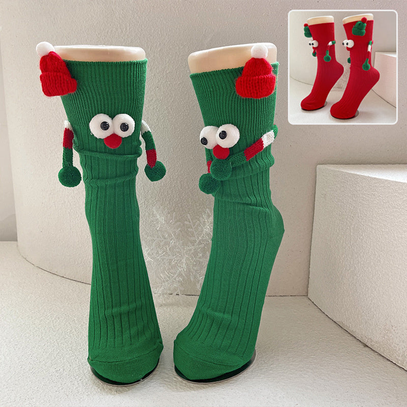 Grillige Googly Eye 3D kerstsokken in rood en groen voor kinderen