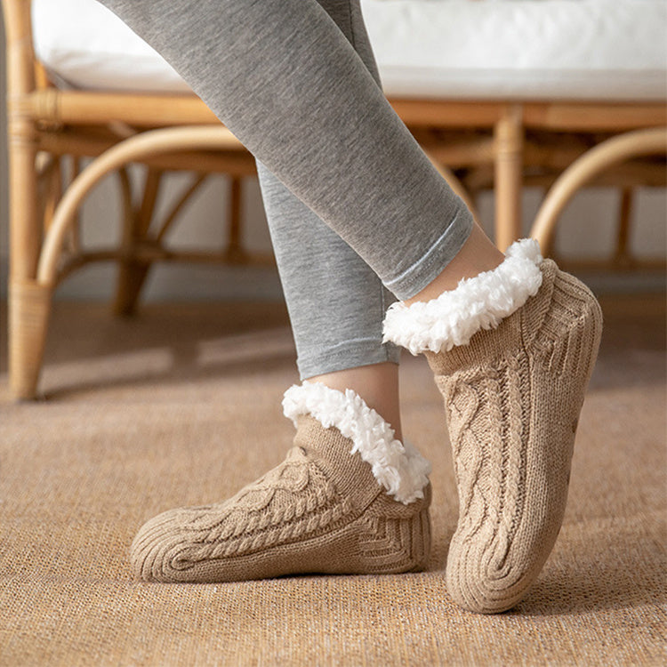 Soft Knit Style Winter Socks with White Fleece Lining in Multiple Colors