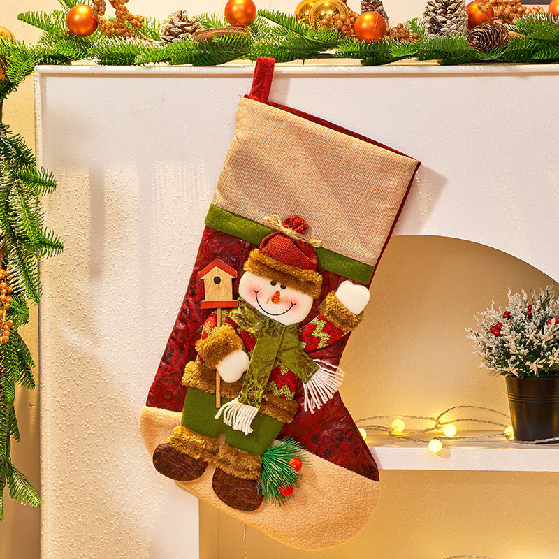 Farmhouse Style 3D Christmas Stocking with Santa, Reindeer and Snowman Options