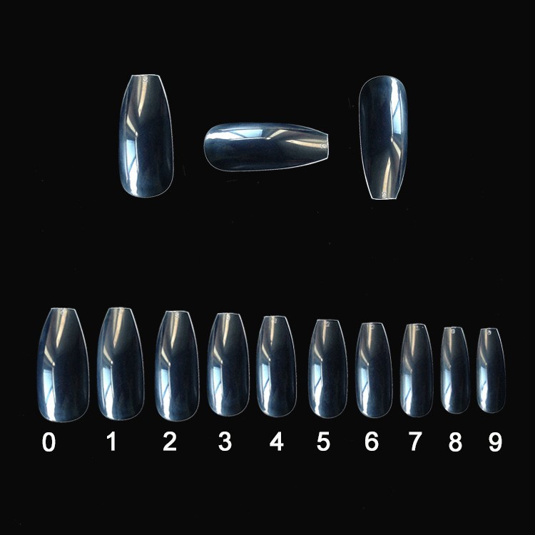 Glossy Metallic Coffin Shaped Complete Nail Set (500pcs)