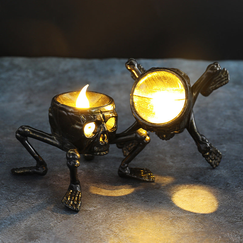 Disembodied Hand Metallic Lantern with False Flame Halloween Decoration