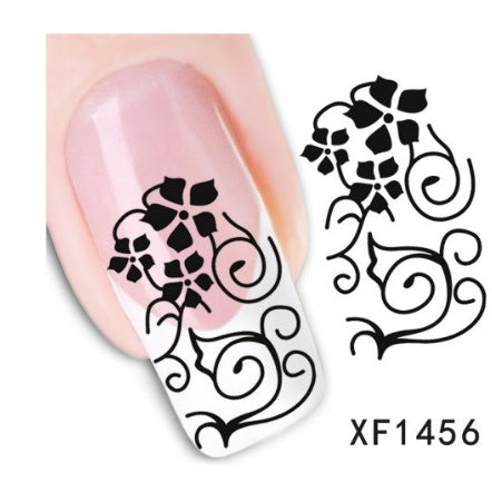 Floral and Botanical Black Nail Stickers for At Home Nails