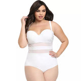 Women's Plus Sized One Piece Swimsuit with Sheer Midriff