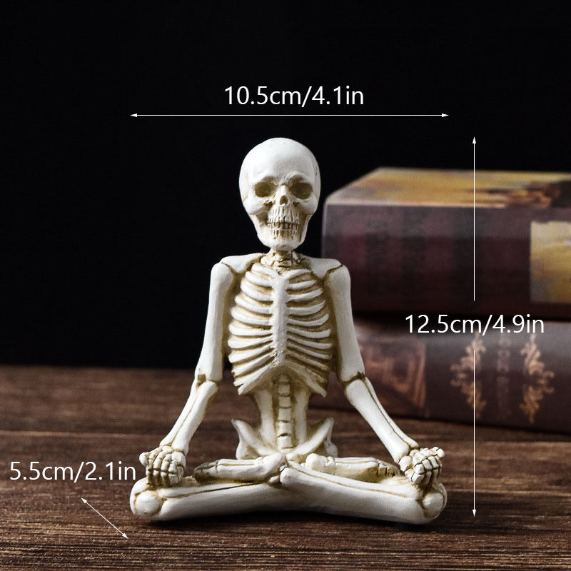 Skelet in yoga poseert Halloween-decoraties met niet-slipbasis