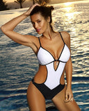 Women’s One Piece Swimsuit with Vertical Pinstripes