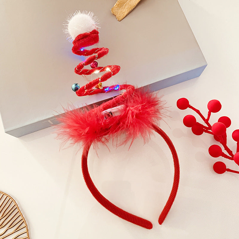 Christmas Tree Headband Hat with LED String Lights