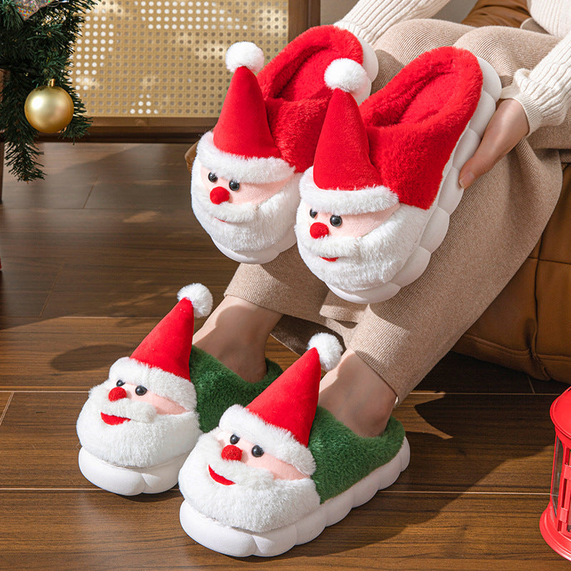 Gezwollen 3D Santa Claus thema huis slippers in groen en rood