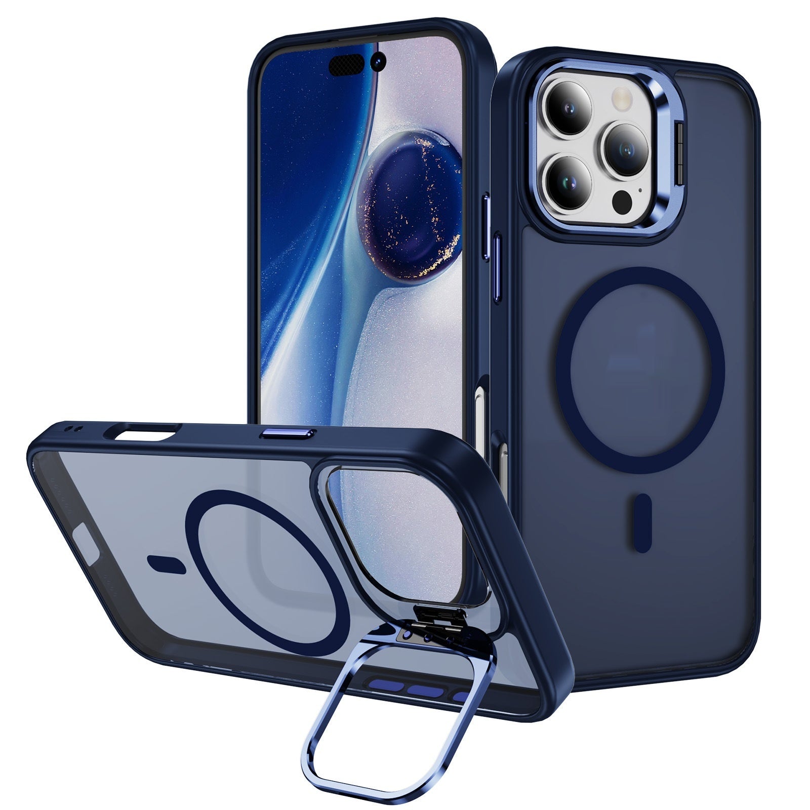 Magnetic Lens?Stand Anti?Drop Acrylic TPU Phone Case For iPhone