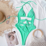 Women's One Piece Cutout Swimsui with Tie Details