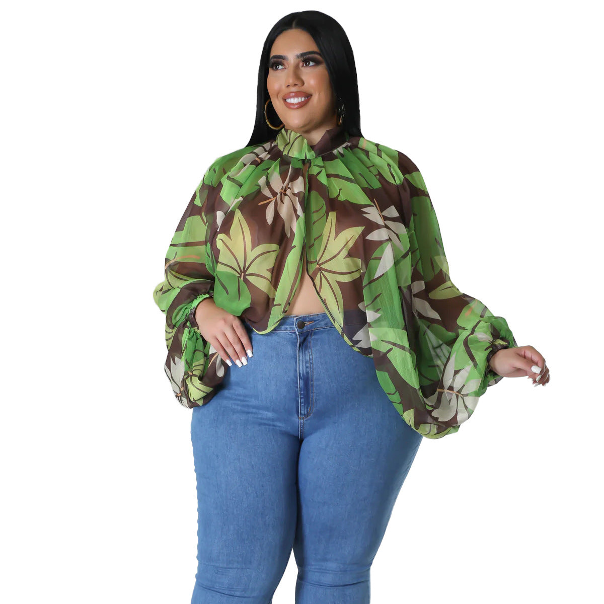 Women's Plus-Size Crew-Neck Chiffon Top With Tie-up Straps