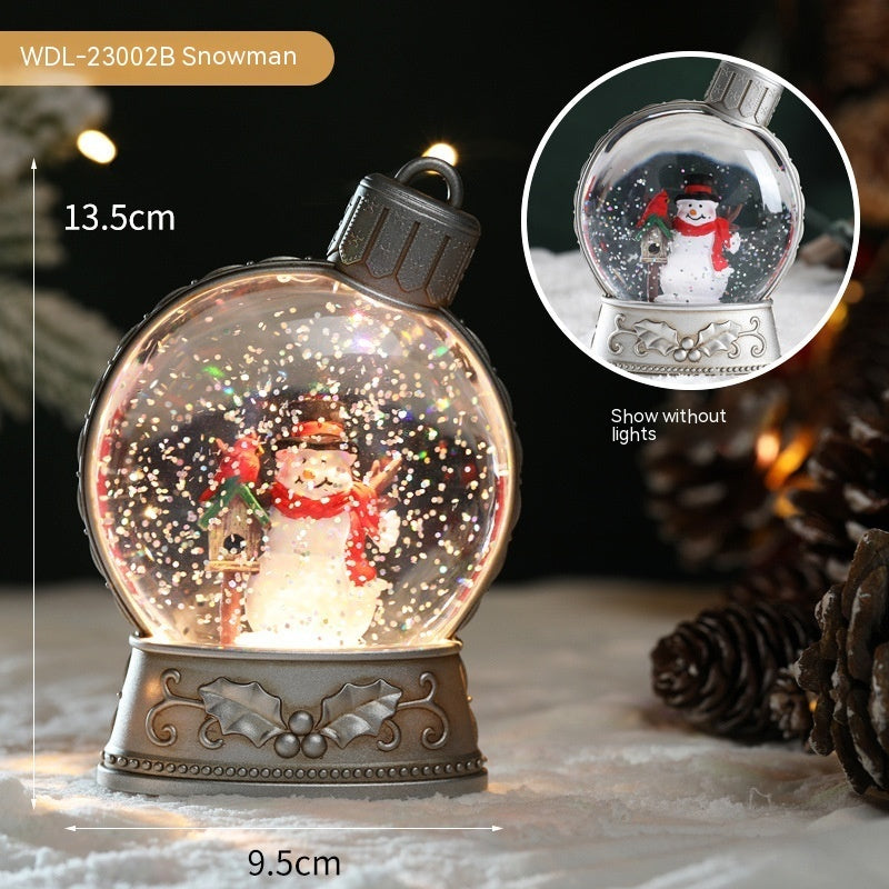 Festive Ornament-Shaped Light-Up Battery-Operated Plastic Snow Globe Christmas Decoration in Assorted Styles