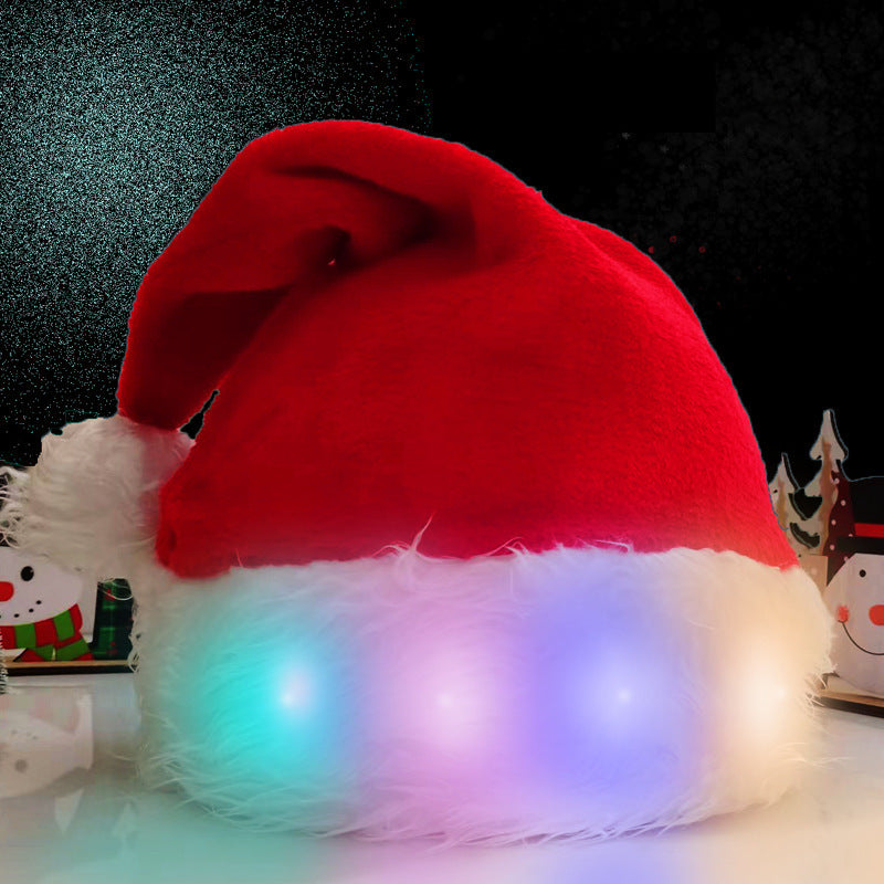 Cute Christmas Santa Hats with Built In Colorful LED Lights