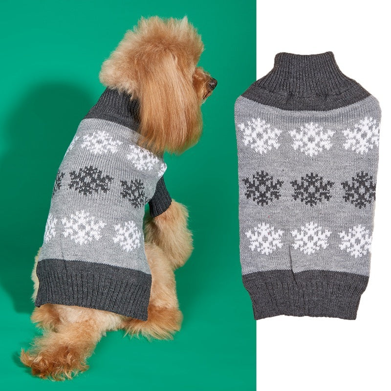 Super Soft Snowflake Christmas Themed Knit Style Dog Sweater