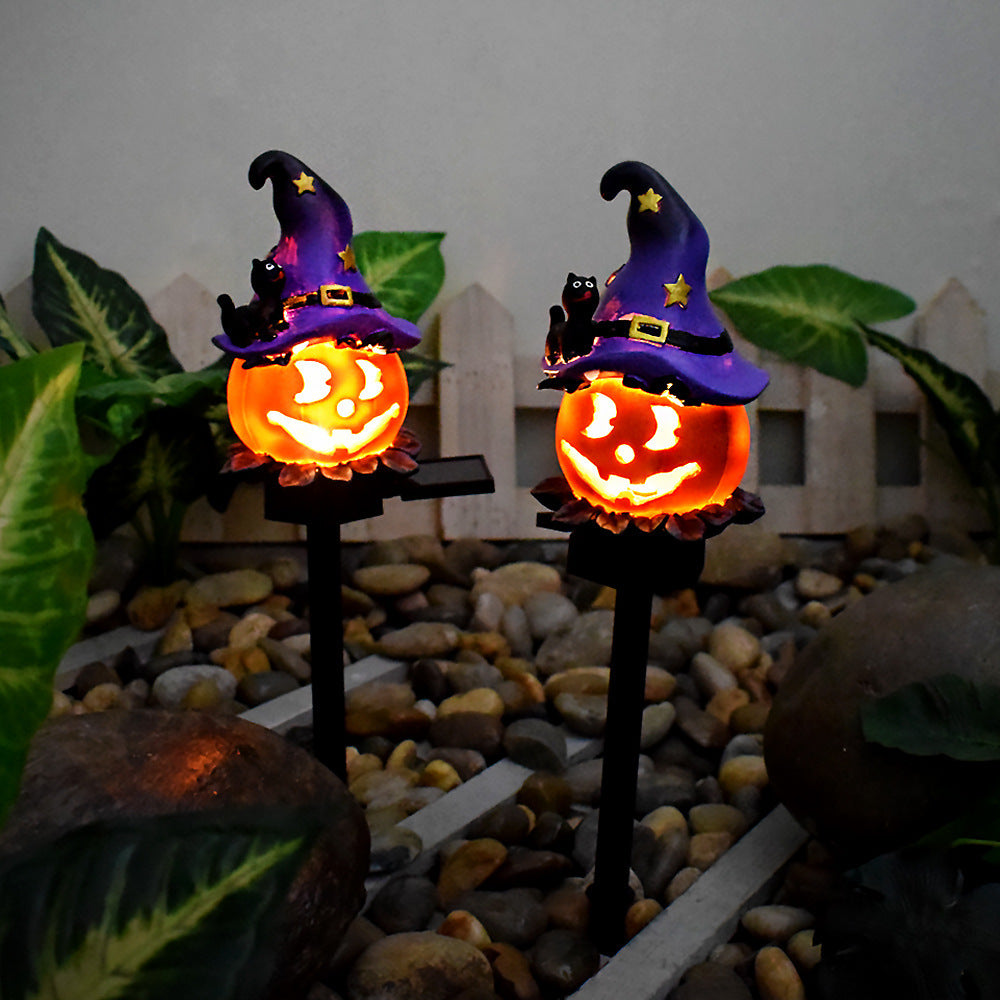 Pumpkin en Witch Hat Halloween Decoration Yard Posts