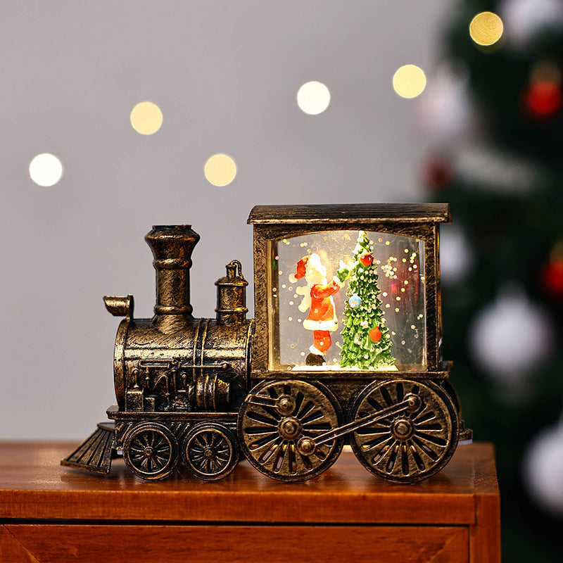 Kerstthema trein auto snowglobe met glitter