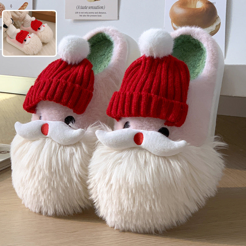 Super zachte en donzige witte en rode kerstman -clausule 3D -slippers