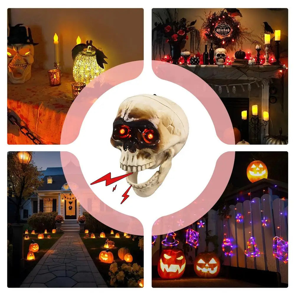 Licht Skull Animatronic met bewegingssensor Halloween -inrichting