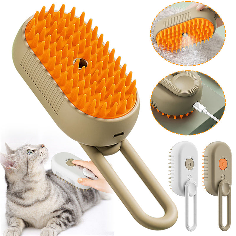 3 In 1 Electric Cat Steam Brush For Grooming And Massage