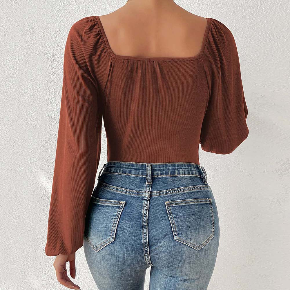 Chanel-style Square Neck Long-sleeved Jumpsuit For Women Comfortable For Autumn And Winter Wear