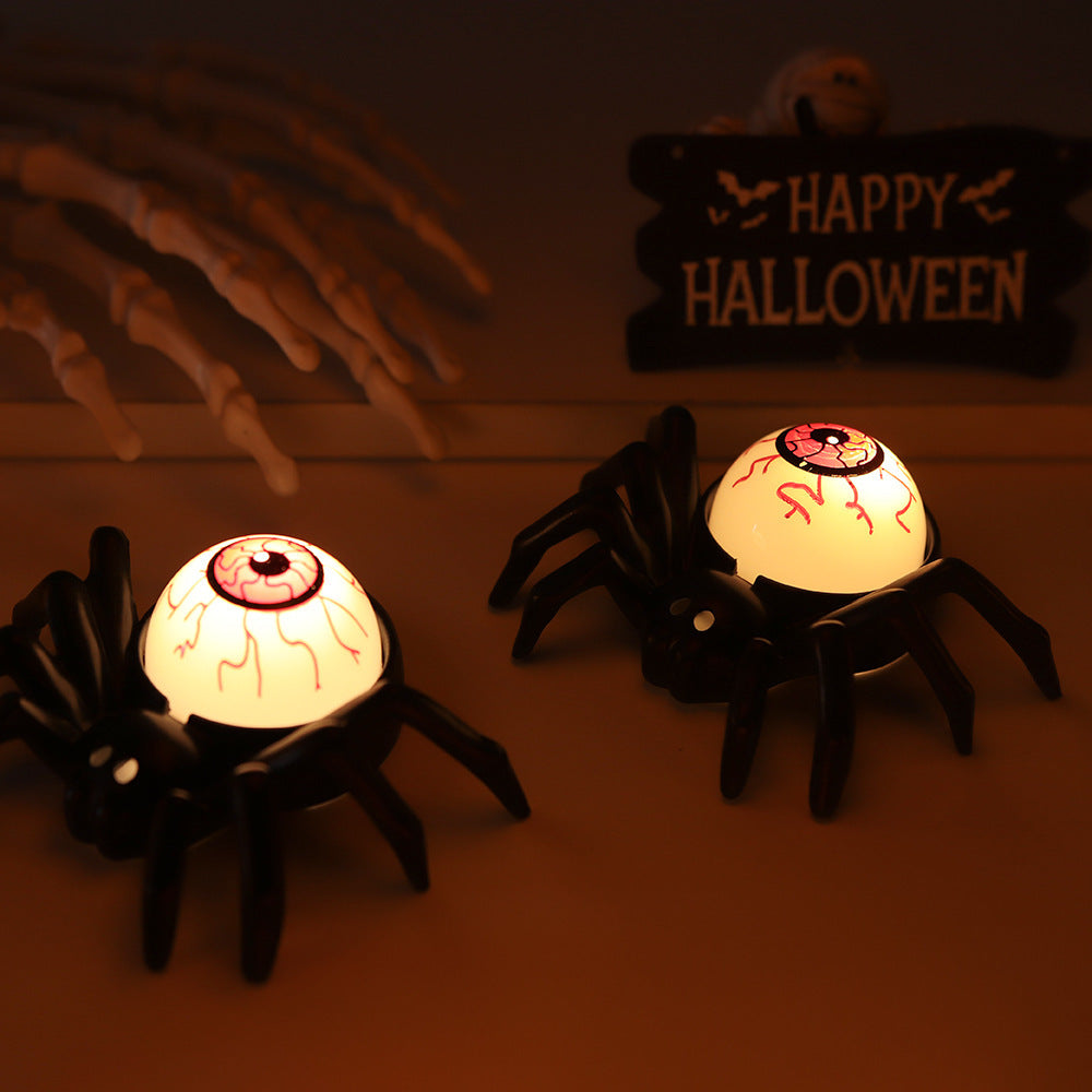 Spooky Disembodied Eyeball and Spider Lamp Table Decoration