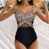 Women's One Piece Swimsuit with Mesh Midriff