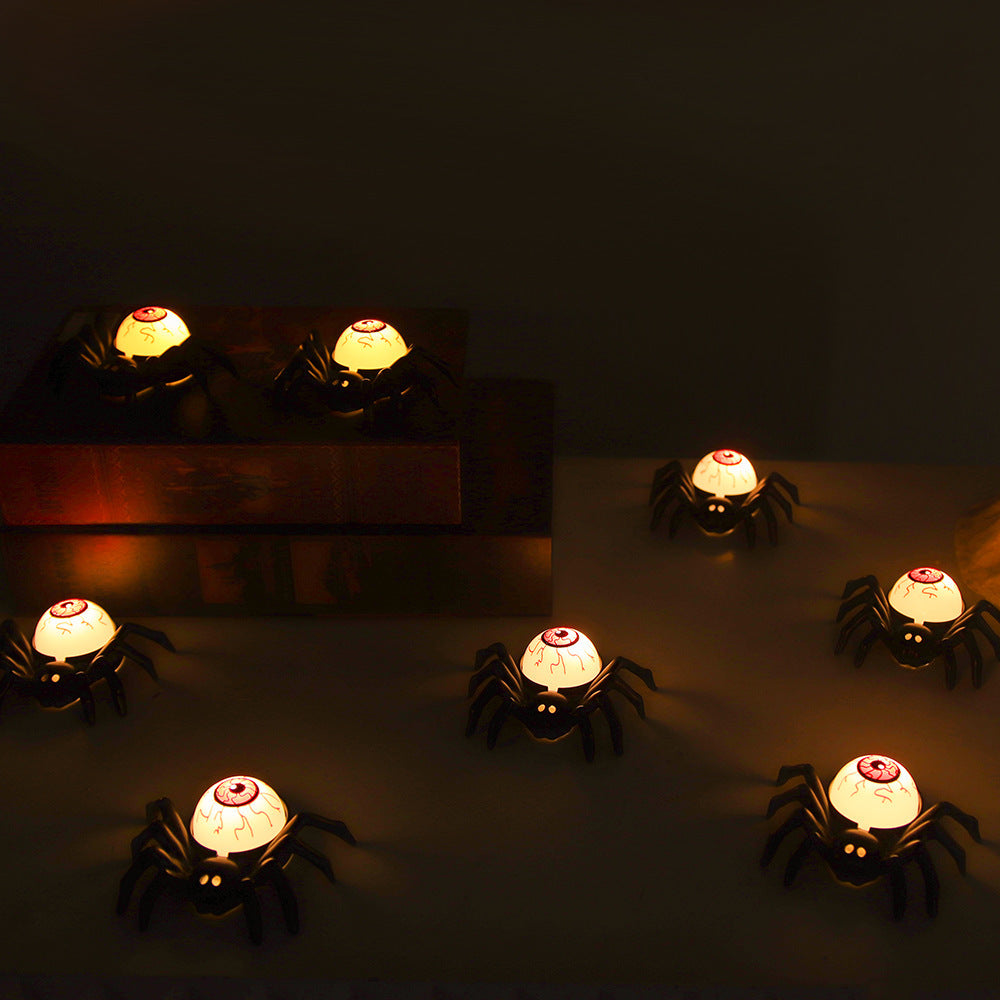 Spooky Disembodied Eyeball and Spider Lamp Table Decoration