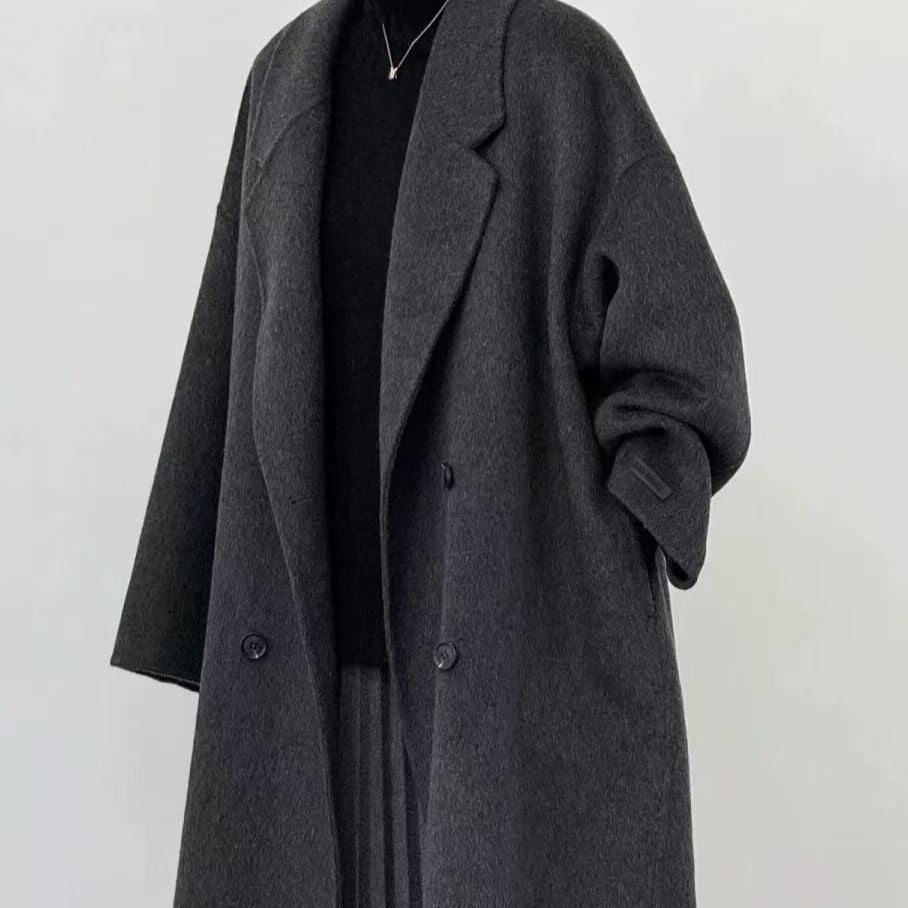 Long Cashmere Double-faced Wool Coat For Women