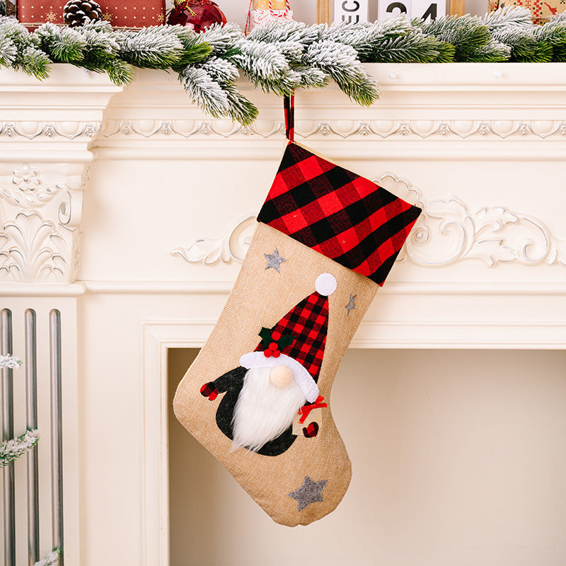 Cute Minimalist 3D Stocking with Red and White Checked Cuff