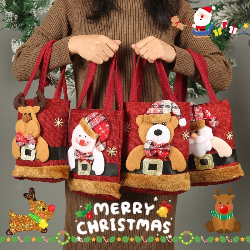 Cute Christmas Sturdy and Strong Reusable Gift Bags with 3D Designs