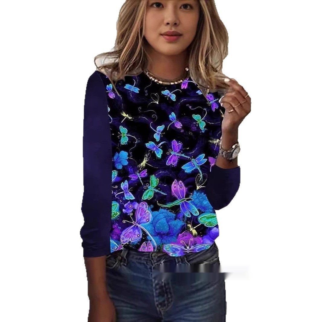 Women's Casual Crew-neck Long-sleeve Pullover Hoodie