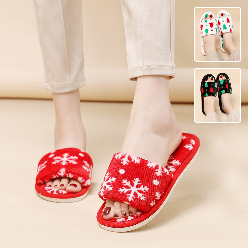 Multicolor kerstthema Fleece Open Toed House schoenen